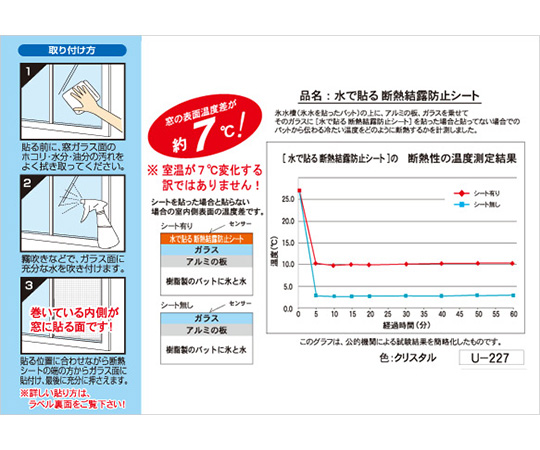 取扱を終了した商品です 水で貼る結露防止シート クリスタル U 227 63 3979 65 Axel アズワン