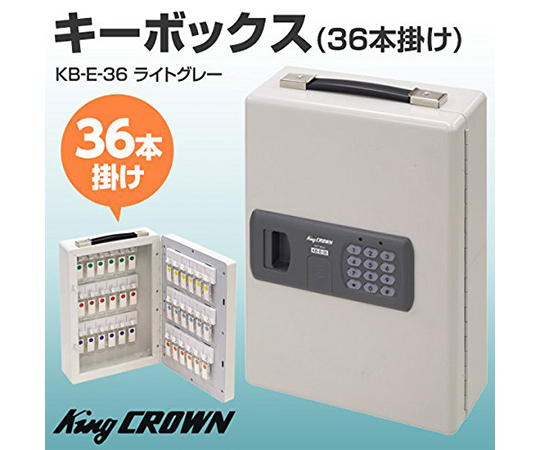プッシュボタン式　鍵保管　キーボックス（36本掛け）　ライトグレー　KB-E-36