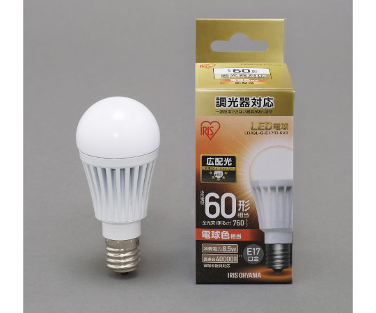 LED電球 広配光 調光 60形相当 電球色 LDA9L-G-E17/D-6V3｜アズ