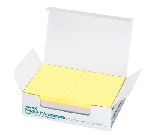 強粘着ふせん K2 75×100パステル混色10冊　K2ﾒ-KP75100X10