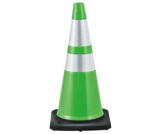 コーン 緑/白反射シート PVCコーン-GH 高さ：710mm ベース：360mm角 高輝度反射タイプ PVC製