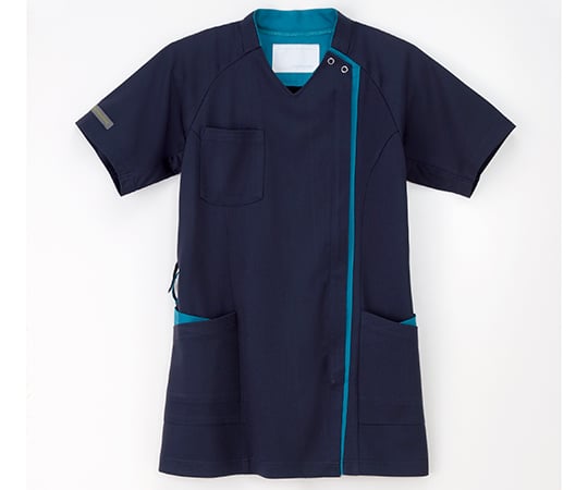 女子スクラブ　ネイビー+ターコイズ　L