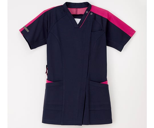 女子スクラブ　ネイビー+ピンク　L