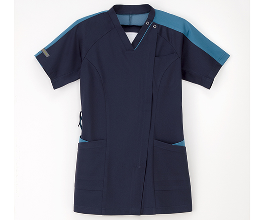 女子スクラブ　ネイビー+ターコイズ　M