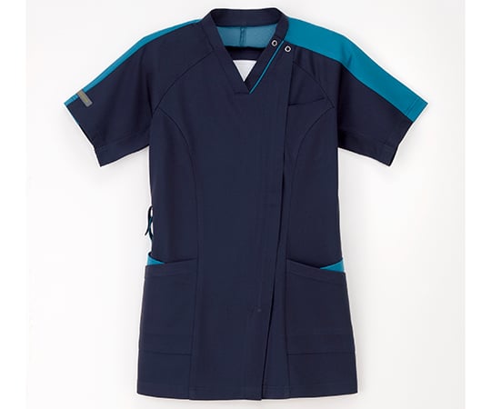 女子スクラブ　ネイビー+ターコイズ　LL