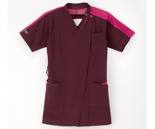 女子スクラブ　ボルドー+ピンク　S