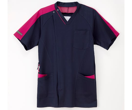 男子スクラブ　ネイビー+ピンク　LL