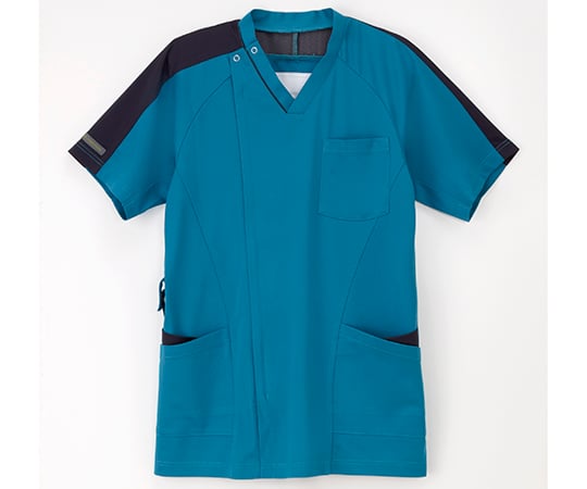 男子スクラブ　ターコイズ+ネイビー　L