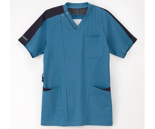 男子スクラブ　ターコイズ+ネイビー　LL