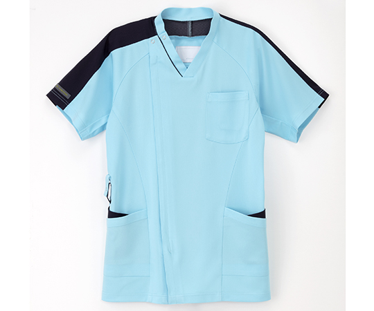 男子スクラブ　ライトブルー+ネイビー　M