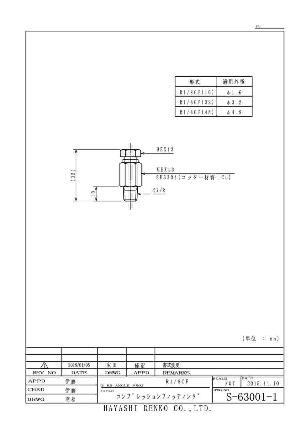 63-4209-13 コンプレッションフィッティング R1/8CF(48) 【AXEL】 アズワン