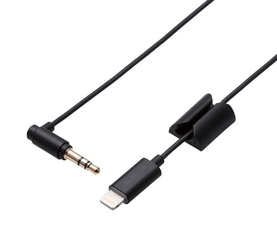 車載用Lightning-φ3.5AUXオーディオケーブル（ストレート-L）　1.0m　ブラック