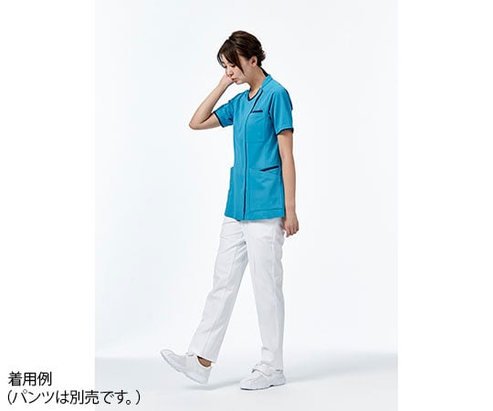 63-4266-15 スクラブ ターコイズ×ネイビー L HS-8054 【AXEL】 アズワン