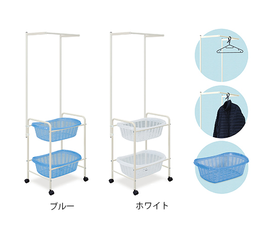 ハンガー掛付脱衣カゴ（ホワイト）　幅52.5×奥行38×高さ171cm　ホワイト