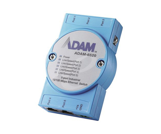 産業用ハブ Advantech 5 DIN Rail Stack Wall 10 Mbit/s 100 Mbit/s ADAM-6520