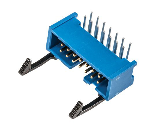 基板ヘッダ　14極　2列　ライトアングル　電線対基板　2.54mm　アンプラッチ