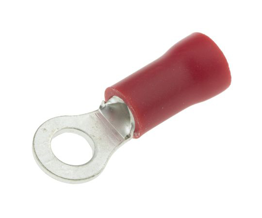 絶縁 丸形圧着端子 スタッド径 M3.5 赤 22AWG to 16AWG 1袋（100個入）