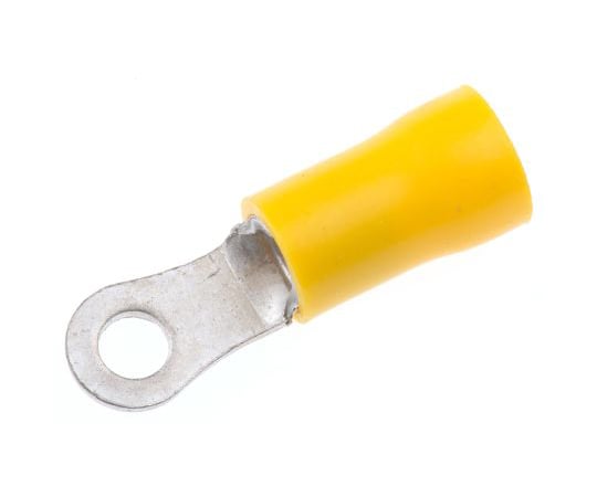 絶縁 丸形圧着端子 スタッド径 M3.5 黄 12AWG to 10AWG 1袋（100個入）