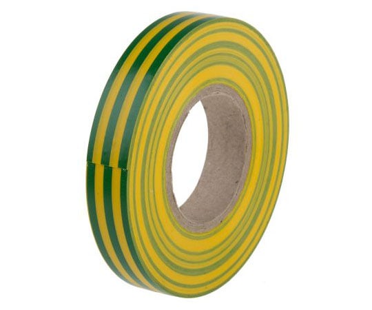 PVC絶縁テープ　緑　黄　幅　12mm　長さ　20m