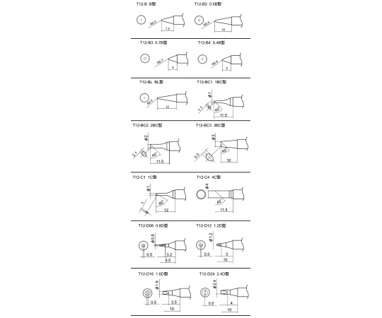 FX-951用交換こて先　ストレートコニカル　T12シリーズ