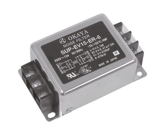 EMIフィルタ　電源ラインフィルタ　ノイズフィルタ　15A