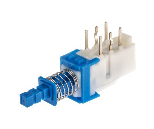 プッシュボタンスイッチ 双極双投（DPDT） 100 mA @ 30 V dc ラッチ PCB 1箱（4個入）