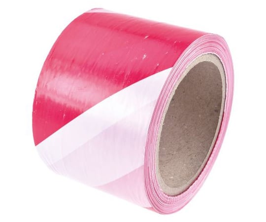 ハザードテープ　赤/白　PE　75mmｘ100m