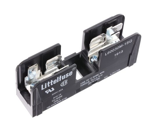 レール取り付けヒューズホルダベース　30A　600V　ac/dc　L60030M1SQ