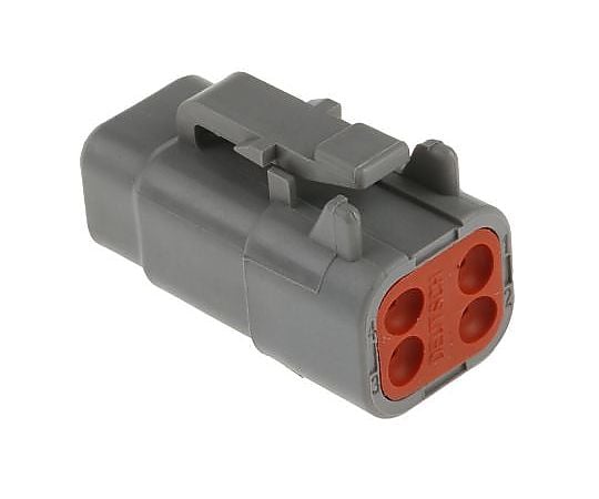 自動車用コネクタ　4極　オス　7.5A　グレー　DTMシリーズ