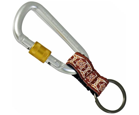 ストラップ付ロック式カラビナ　銀＆銀