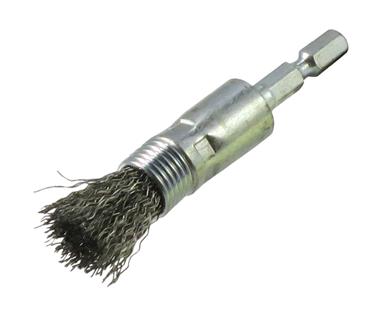 インパクト用　エンド型ブラシ　6.35mm軸　ステンレス線