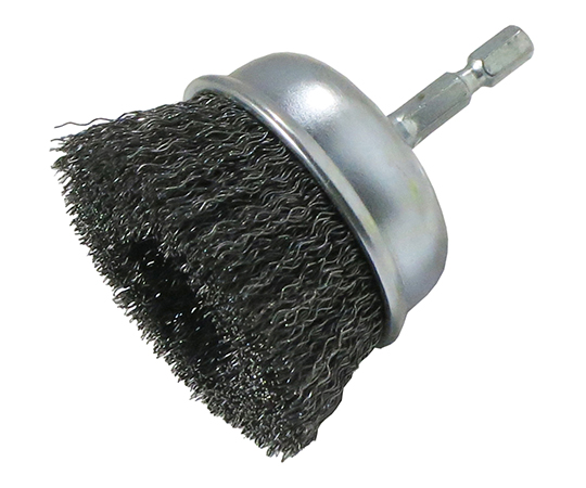 インパクト用　軸付カップ型ブラシ　6.35mm軸　鋼線