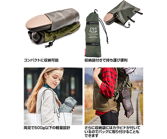 携帯するブーツ　ポケブー（収納袋付き）　SS　チャコール　