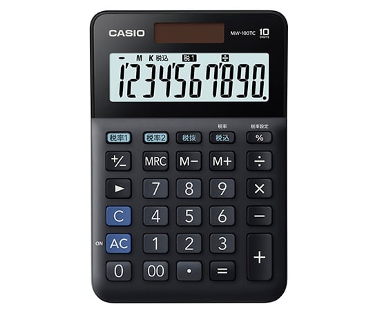 63-5595-92 カシオ W税率電卓 ミニジャストサイズ10桁 ブラック MW 