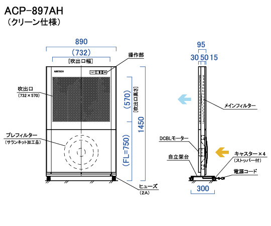 ［取扱停止］クリーンパーティション　クリーン仕様　ACP-897AH