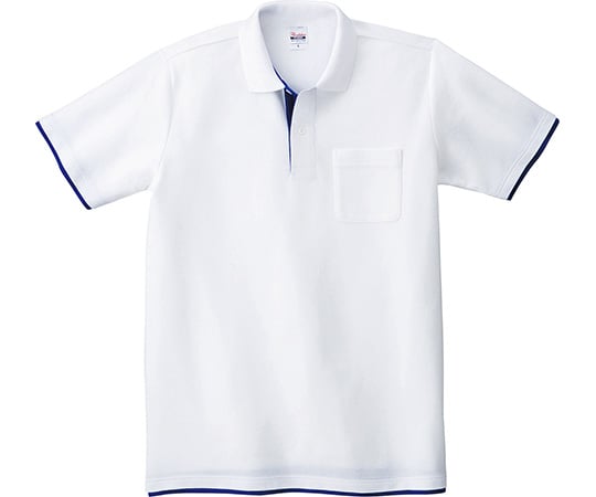 ベーシックレイヤードポロシャツ　ホワイト×ロイヤルブルー　3L