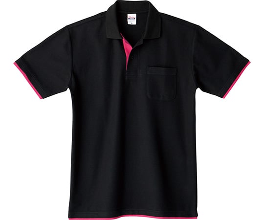 ベーシックレイヤードポロシャツ　ブラック×ホットピンク　SS