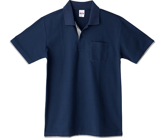 ベーシックレイヤードポロシャツ　ネイビー×グレー　SS