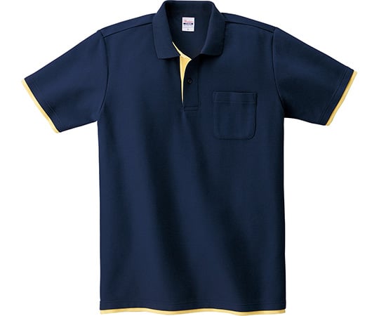 ベーシックレイヤードポロシャツ　ネイビー×イエロー　SS