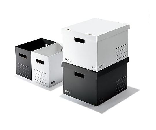 63-5661-47 収納ボックス<NEOS>Lサイズ・フタ付き黒 A4-NELB-D