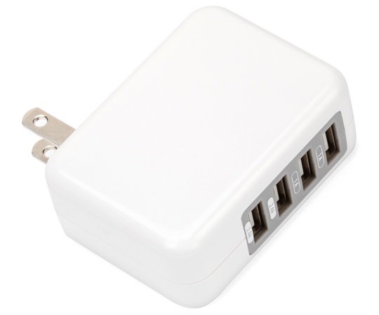 USB電源アダプタ4ポート　4.8A　ホワイト