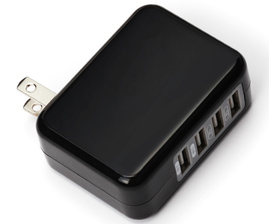 USB電源アダプタ4ポート　4.8A　ブラック