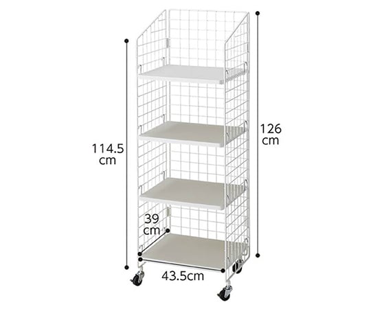 4段ネットラック W47×H135cm 白 (木棚白) 61-654-8-1
