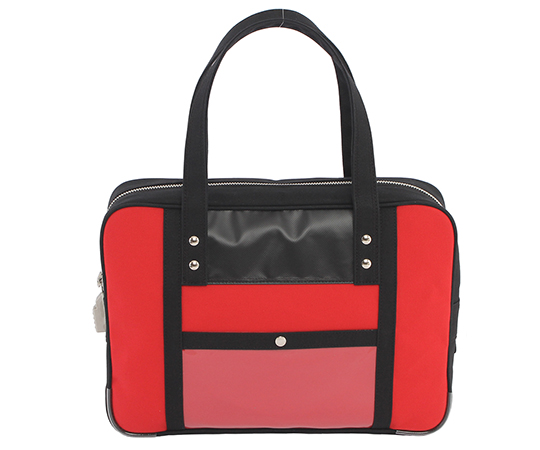 帆布メール用ボストン（M）スリム　赤　馬蹄錠金具付