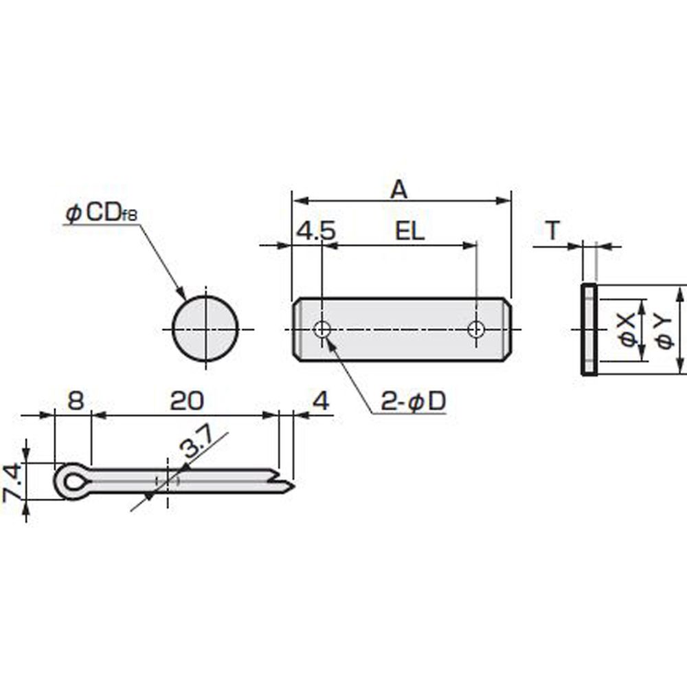 63-6349-21 付属品単品 ピン（CMK2/CMA2用金具） M1-P-30 【AXEL