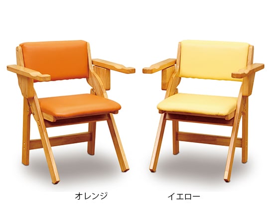 【大型商品※送料別途】中居木工63-6540-64　肘付き折りたたみ椅子（イエロー） NK-2480