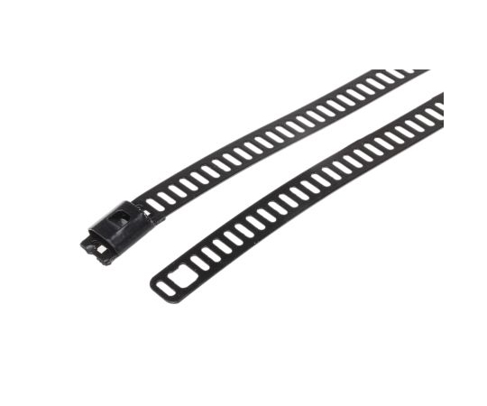 結束バンド 225mm x 7 mm 黒 ポリエステルコーティングしたステンレススチール 1袋（100個入）