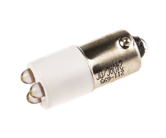 RS PRO White Cluster LED Indicator, 24 V ac/dc, 25 x 10mm Mounting Hole Size, Ba9s Termination 211-695