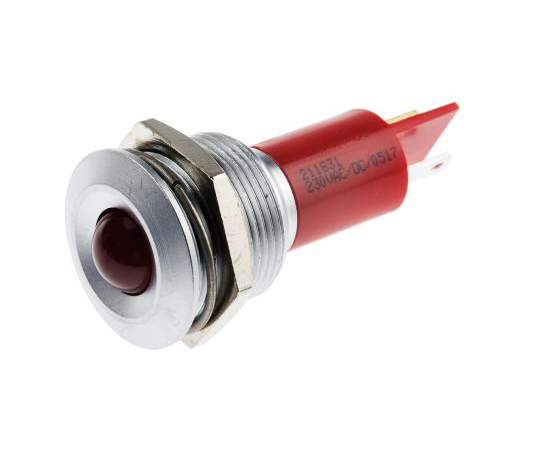 RS PRO Red Indicator, 115 V dc, 230 V ac, 19mm Mounting Hole Size, Tab Termination 211-831