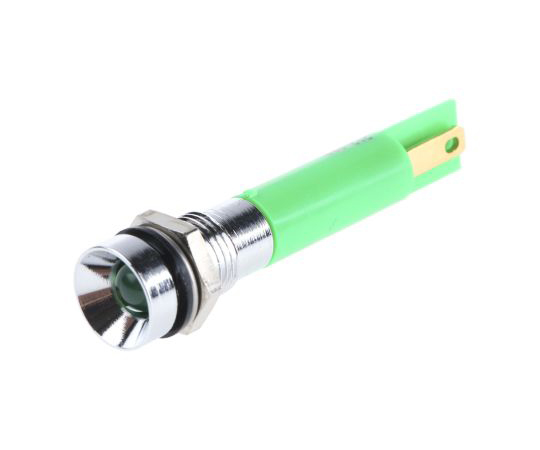 RS PRO Green Indicator, 24 V ac/dc, 8mm Mounting Hole Size, Solder Tab Termination, IP67 212-008